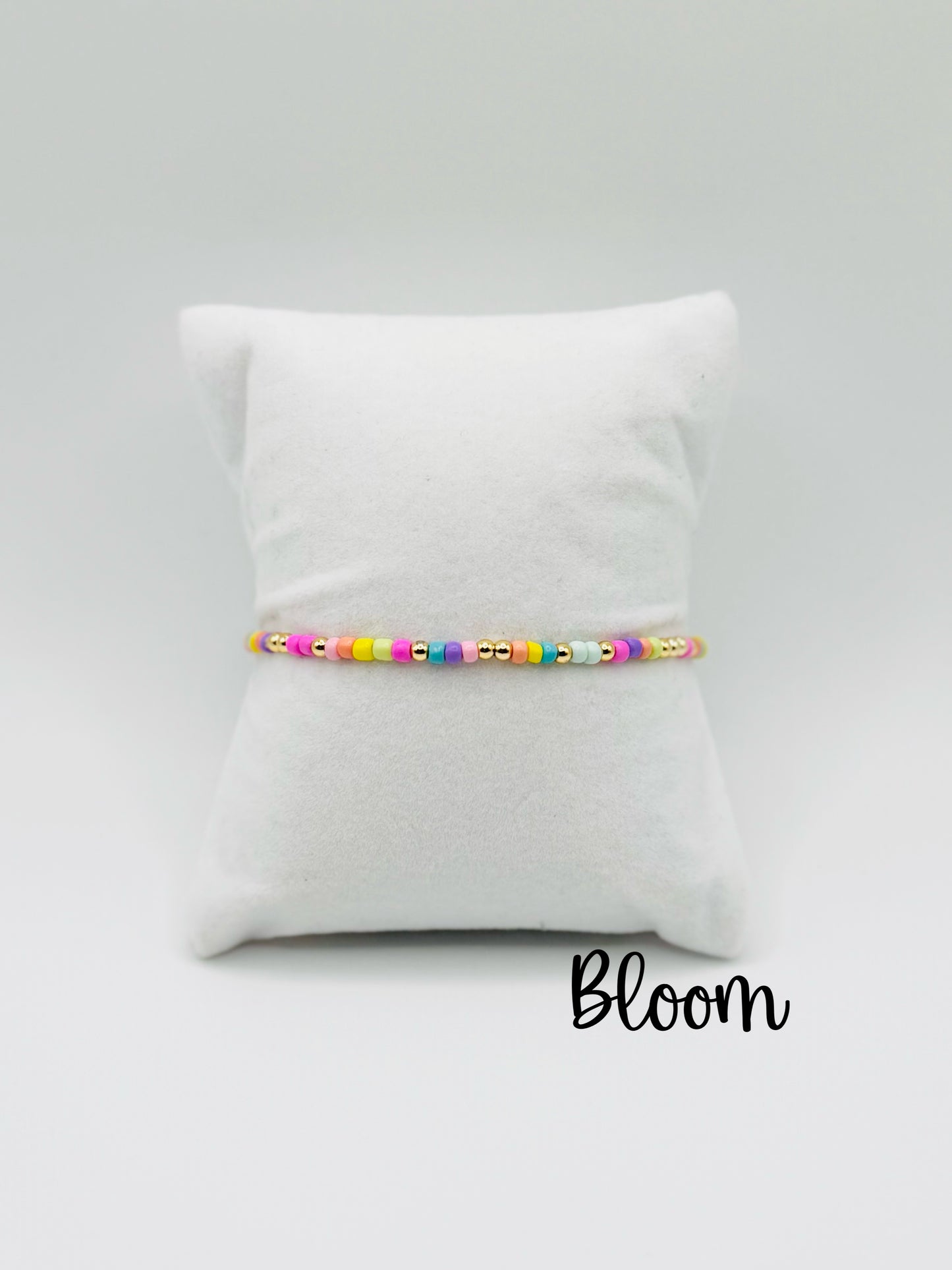 Stackables Beaded Bracelets 3mm Gold + Seed Bead