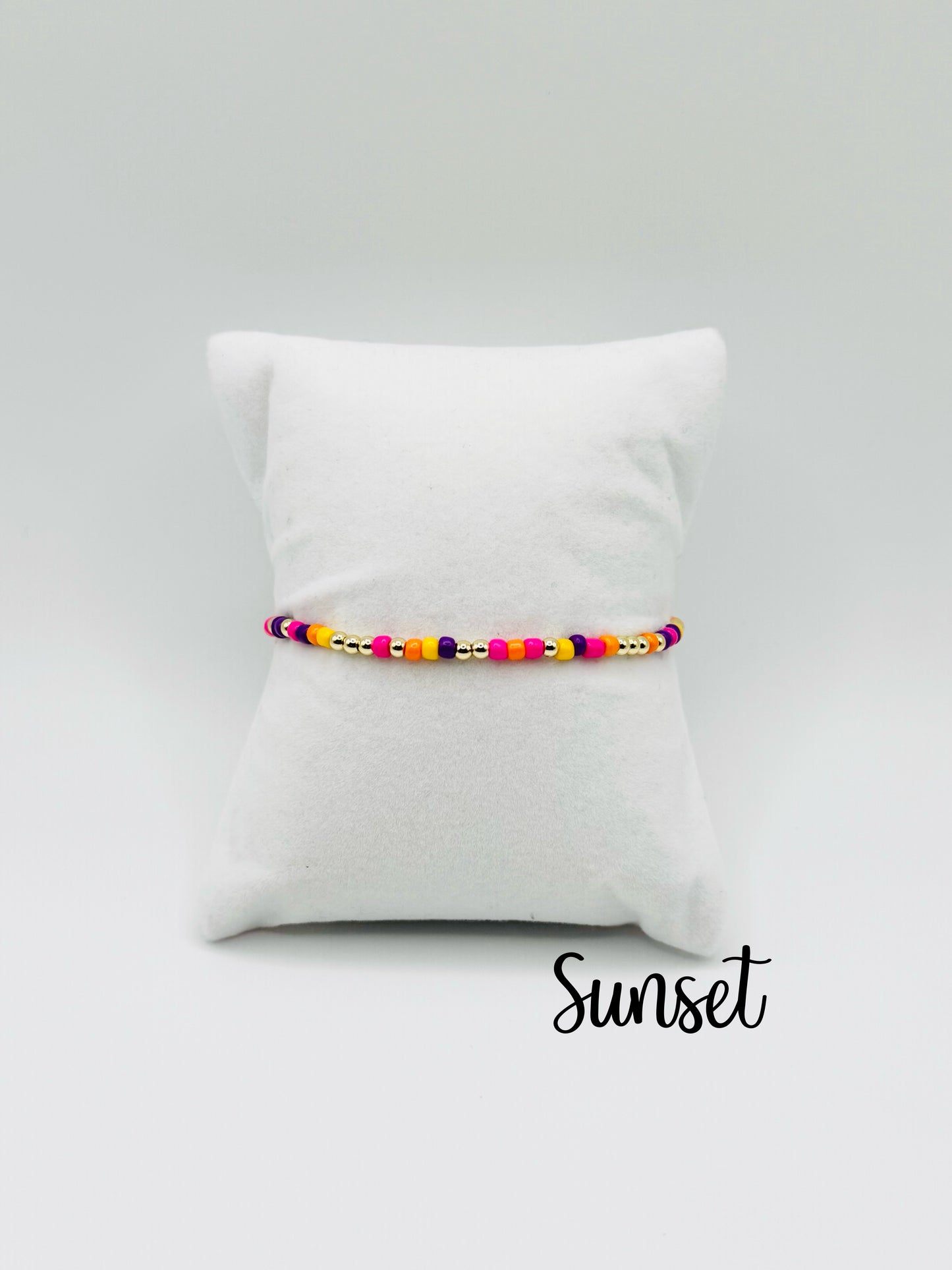 Stackables Beaded Bracelets 3mm Gold + Seed Bead