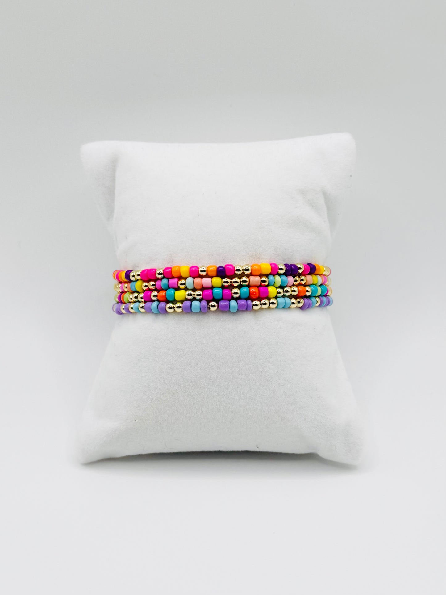 Stackables Beaded Bracelets 3mm Gold + Seed Bead