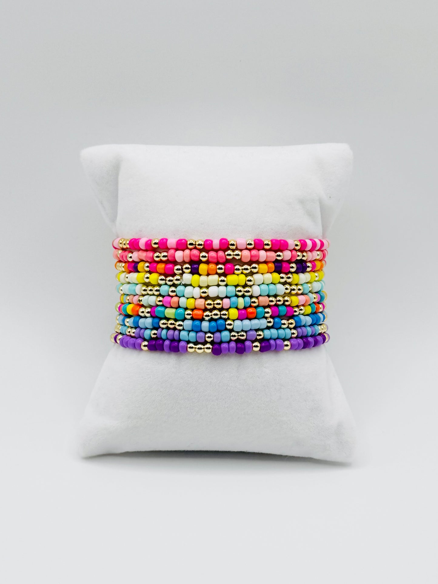 Stackables Beaded Bracelets 3mm Gold + Seed Bead