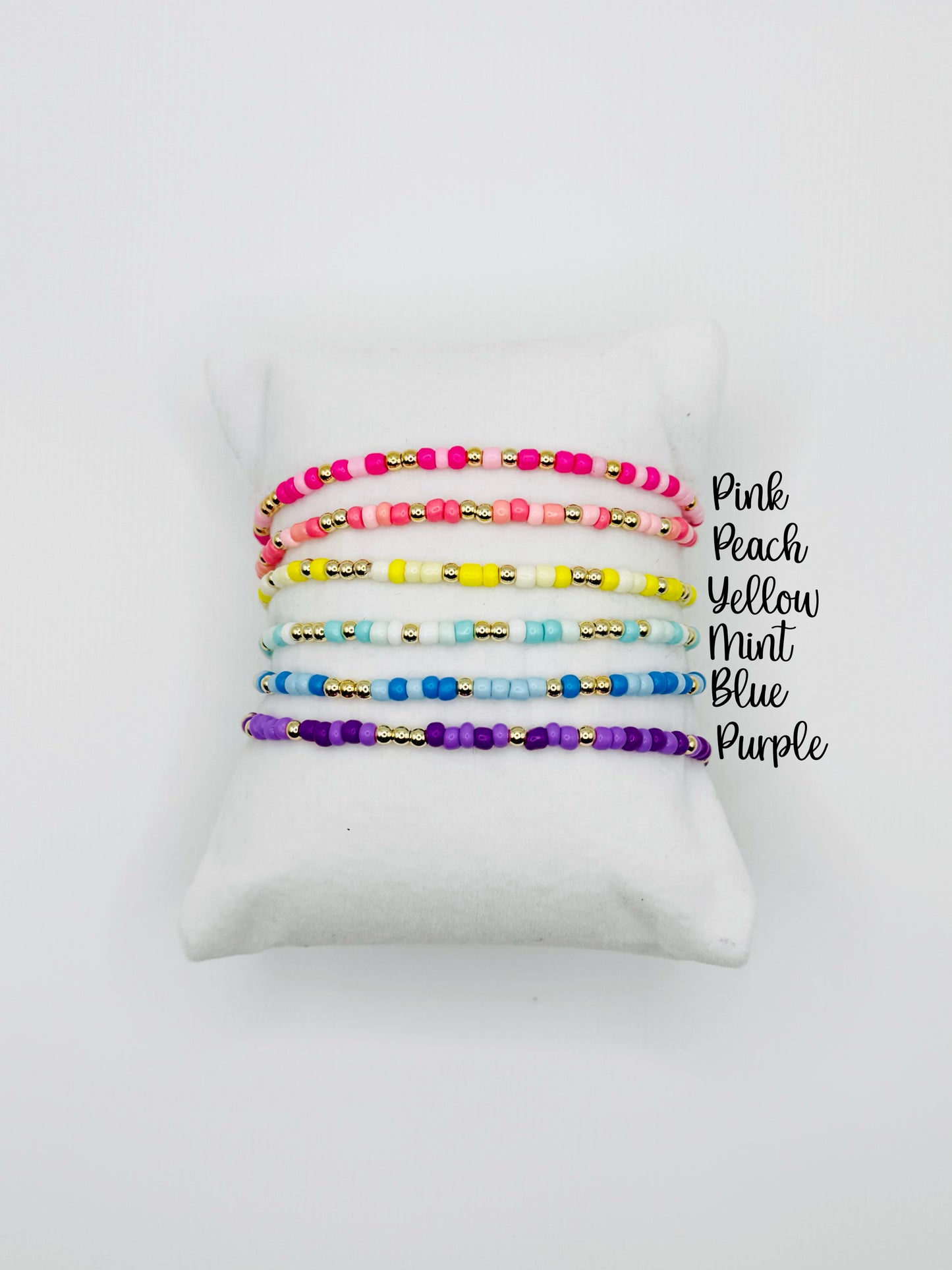 Stackables Beaded Bracelets 3mm Gold + Seed Bead