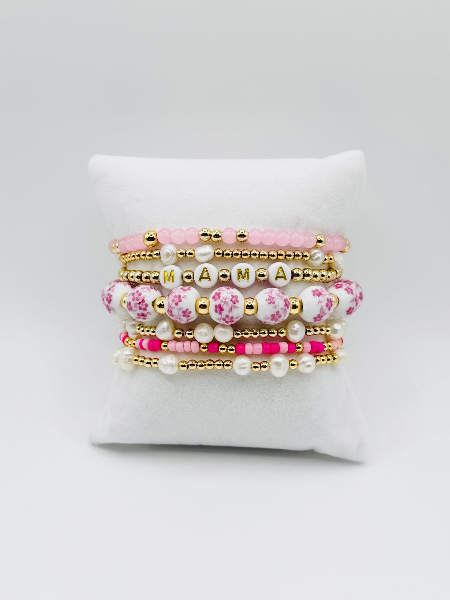 Classic Pink Floral Porcelain Bracelet