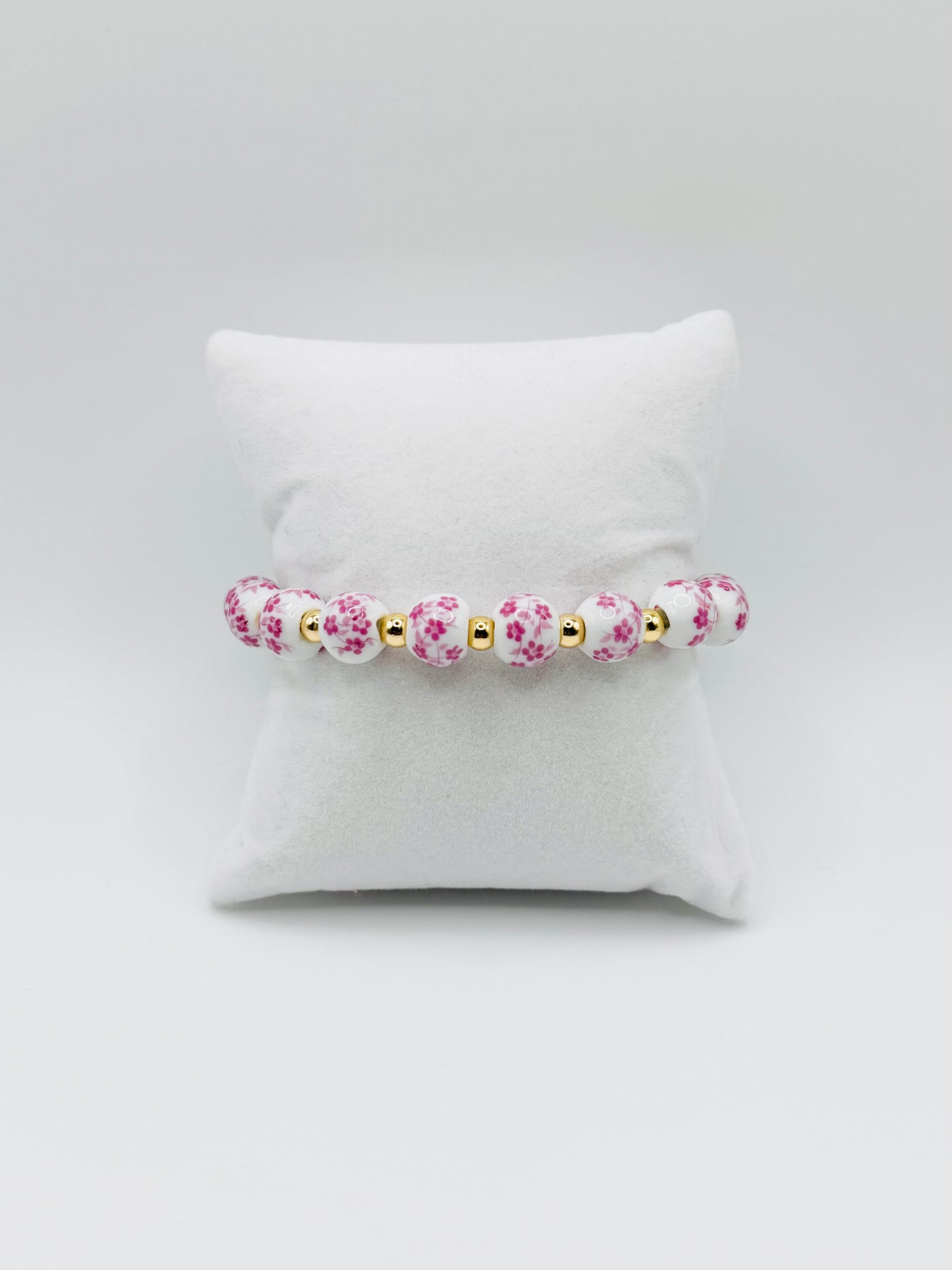 Classic Pink Floral Porcelain Bracelet