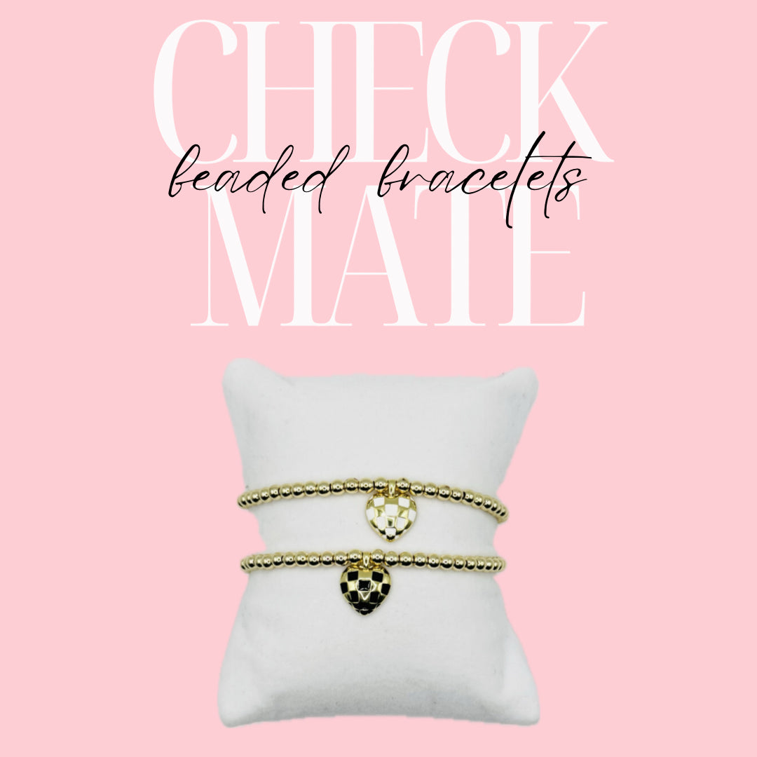 CheckMate Gold Beaded Bracelet