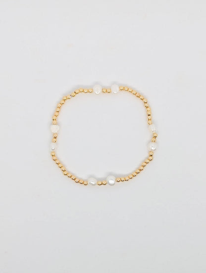 Fresh Water Pearl Gold Beaded Bracelet