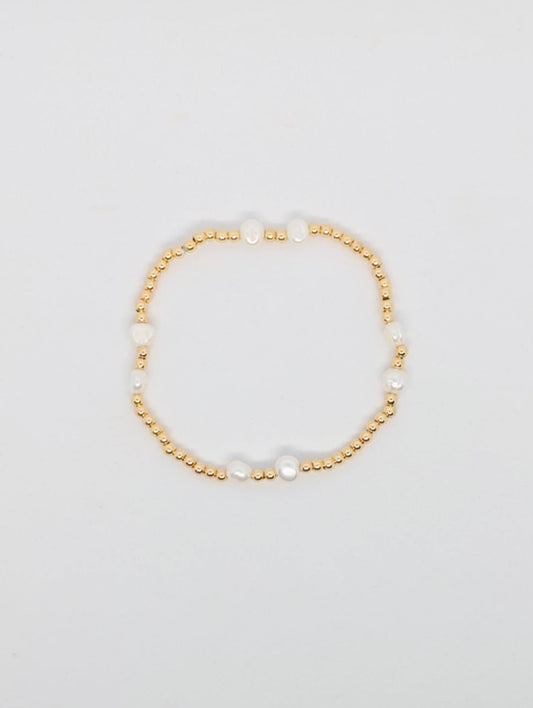 Fresh Water Pearl Gold Beaded Bracelet