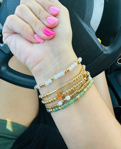 Gold Bar Beaded Bracelet