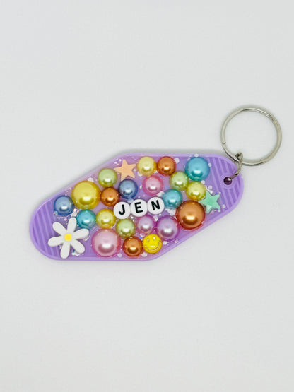 Bejeweled Retro Glitter Resin Custom Keychain Pre-Order