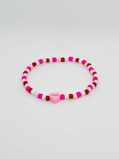 Pink and Red Valentines Day Bracelet Set