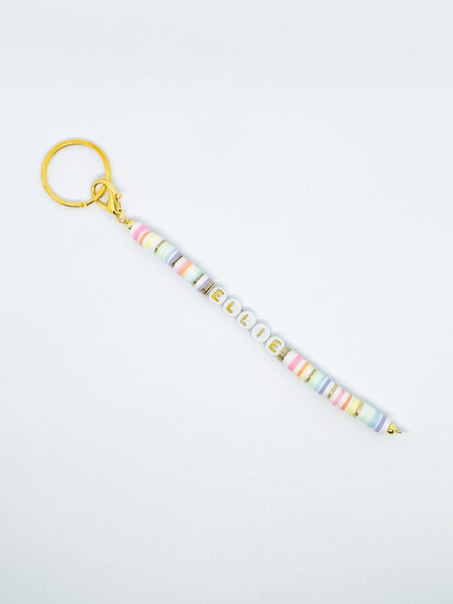 Pastel Beaded Name Keychain