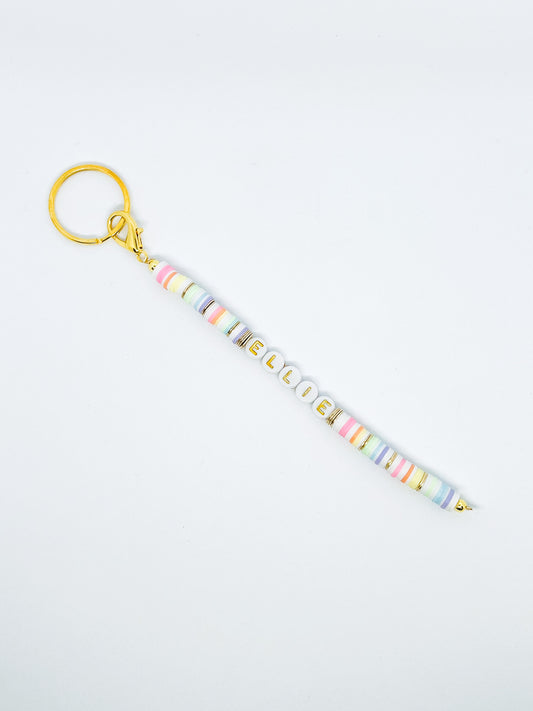 Pastel Beaded Name Keychain