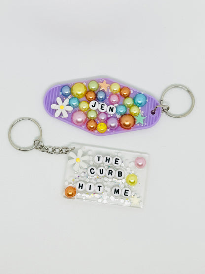 Bejeweled Retro Glitter Resin Custom Keychain Pre-Order