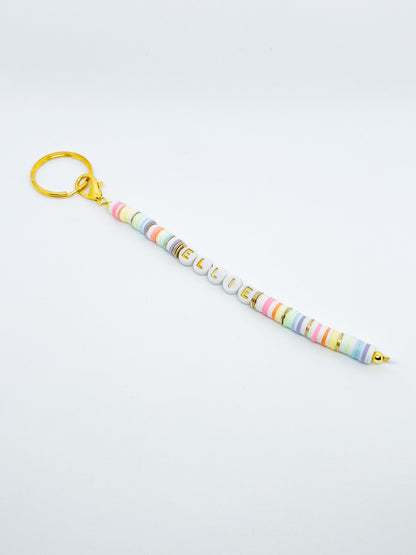 Pastel Beaded Name Keychain