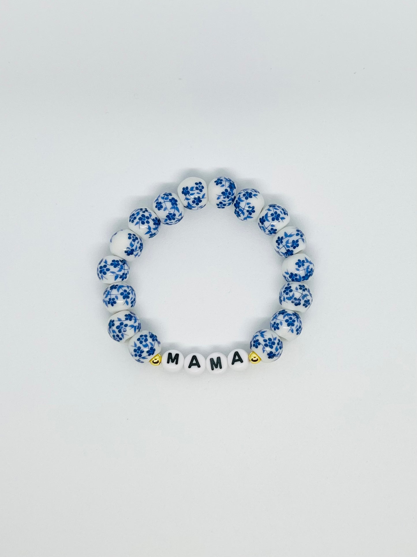 Blue Floral Name Bracelet