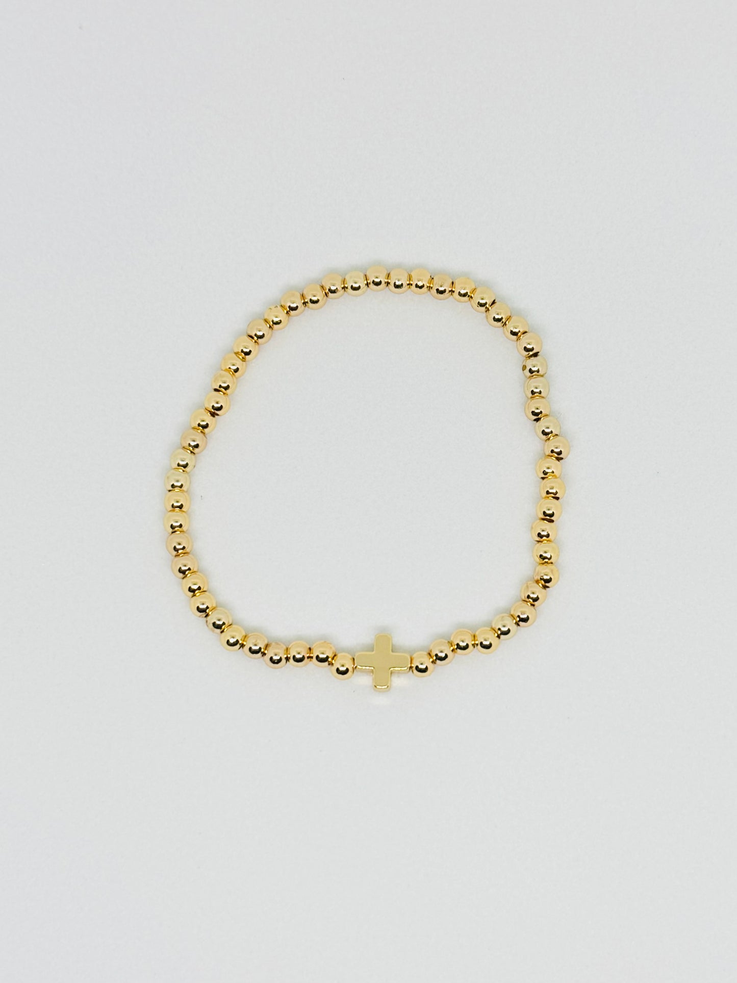 Gold Cross Gold Beaded Bracelet