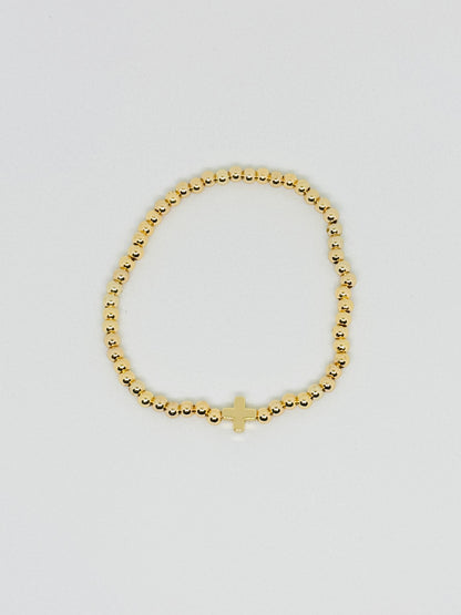 Gold Cross Gold Beaded Bracelet