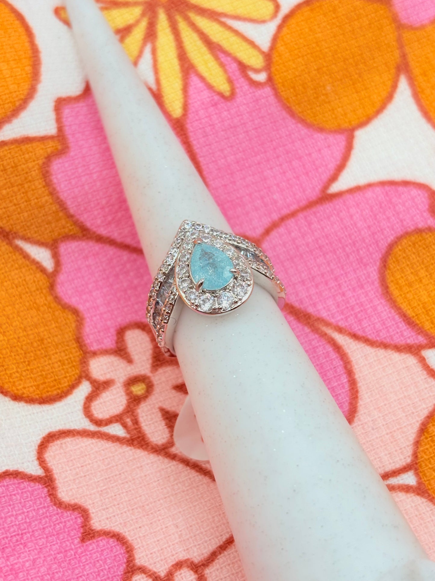 6 - Blue Ice Crystal + Rhodium - No bag