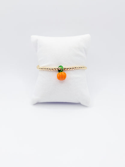 Pumpkin Bliss Gold Beaded Bracelet