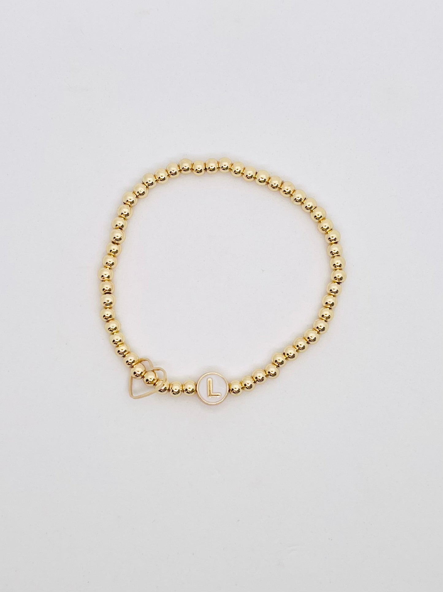 Gold Beaded Circle Letter Bracelet