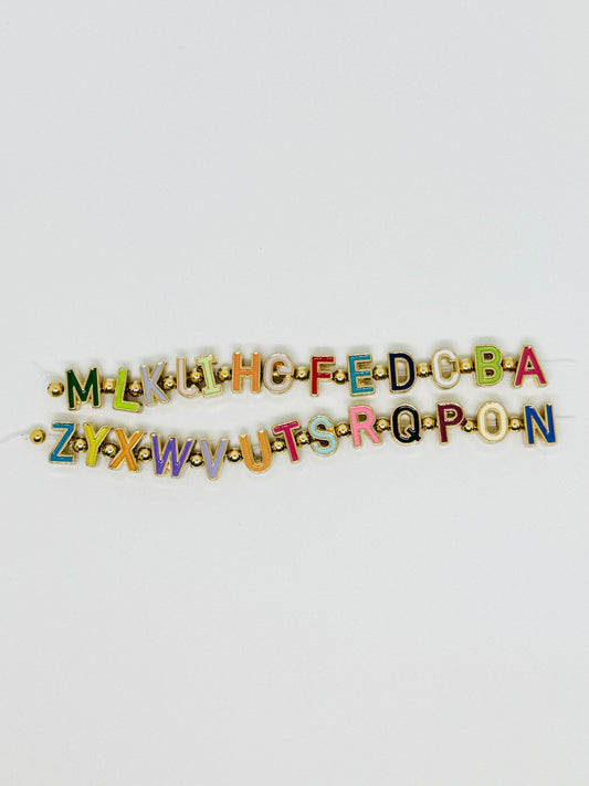 Color Enamel Gold Letter Bead Add On