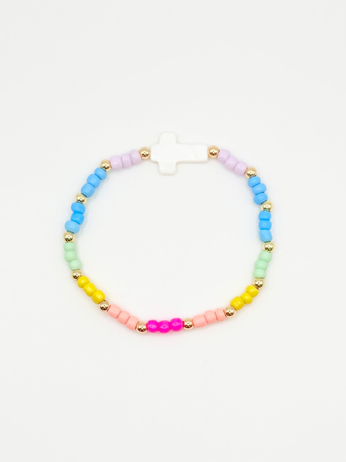 Colorful • Cross Bracelet with Gold Accents
