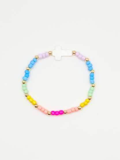 Colorful • Cross Bracelet with Gold Accents