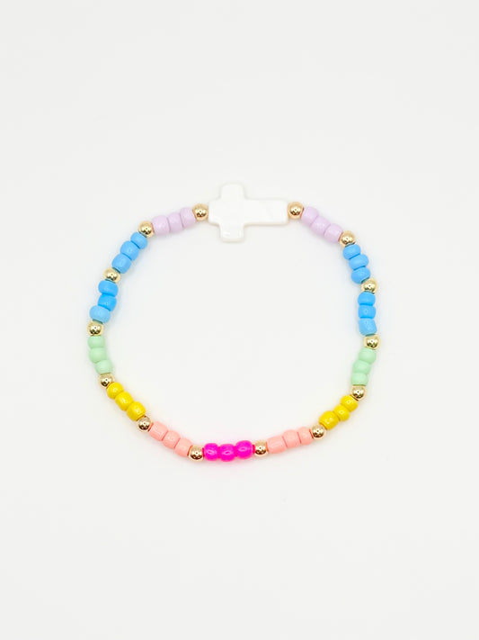 Colorful • Cross Bracelet with Gold Accents