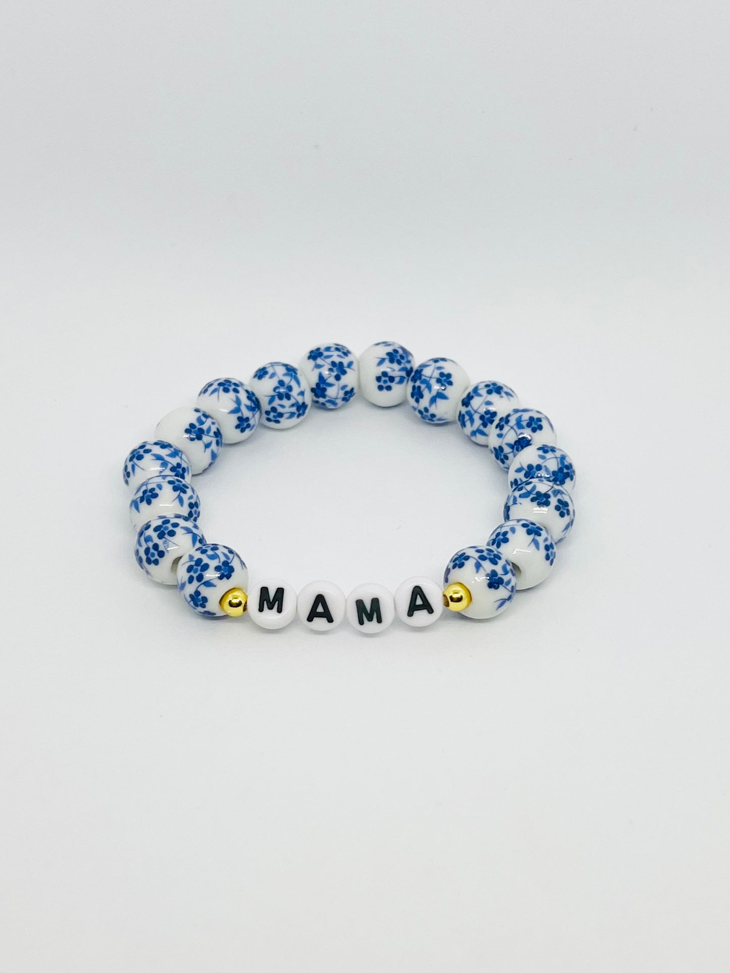 Blue Floral Name Bracelet