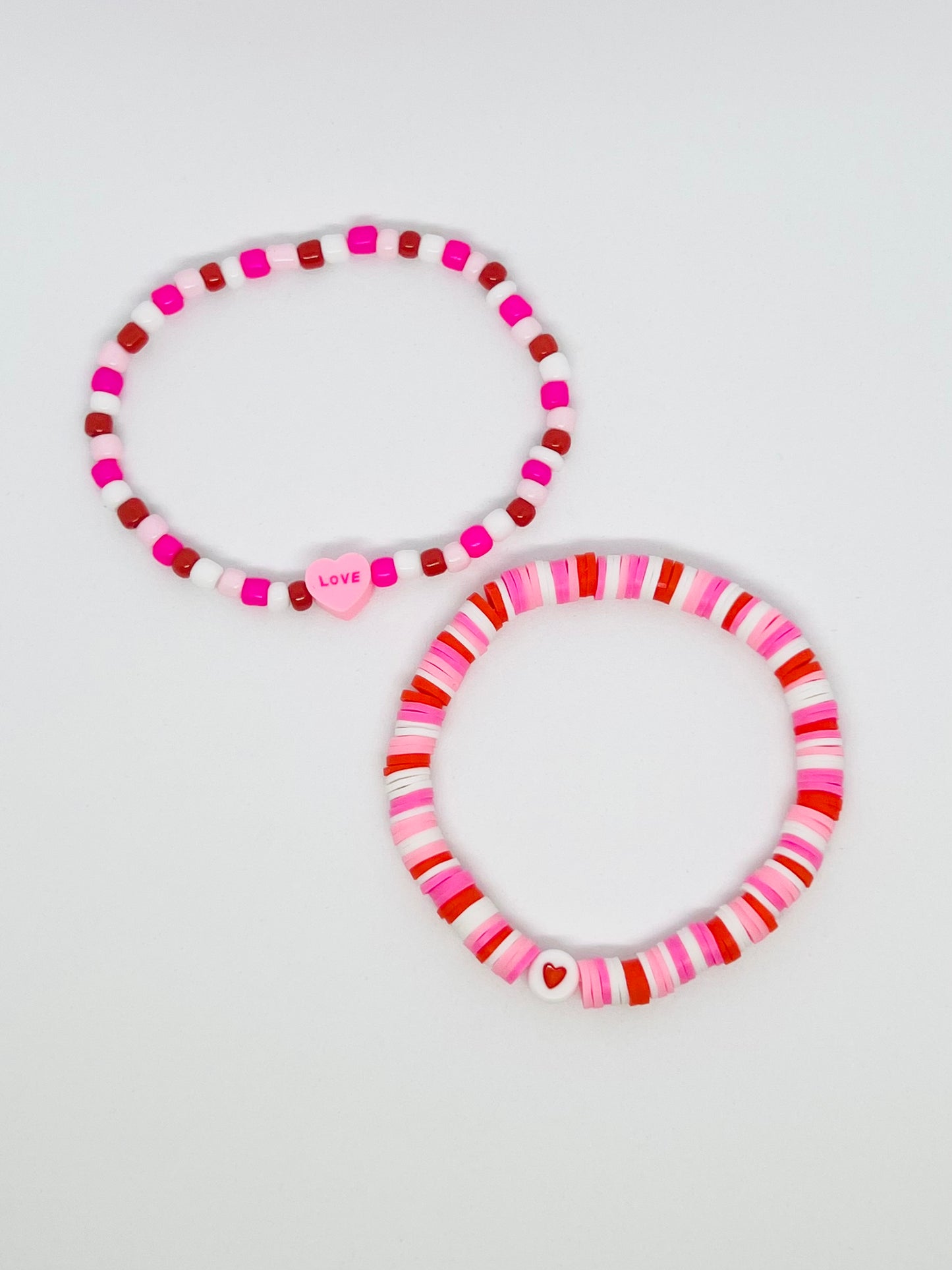 Pink and Red Valentines Day Bracelet Set