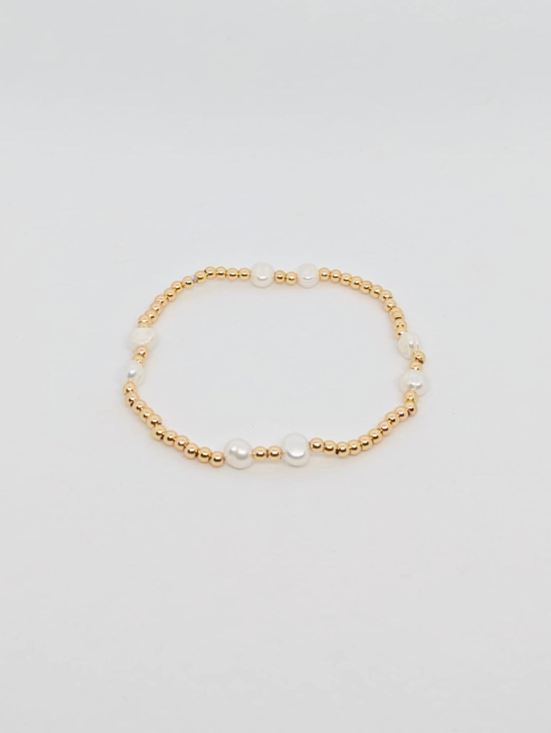 Fresh Water Pearl Gold Beaded Bracelet