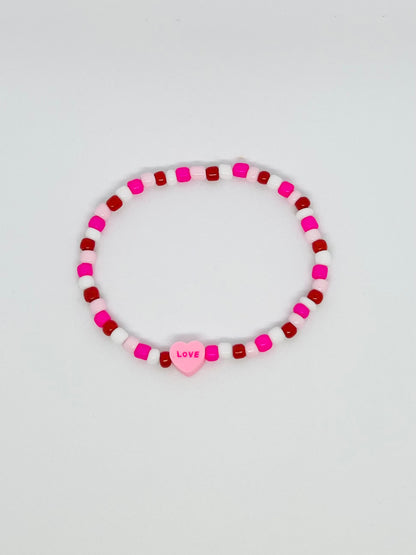 Pink and Red Valentines Day Bracelet Set