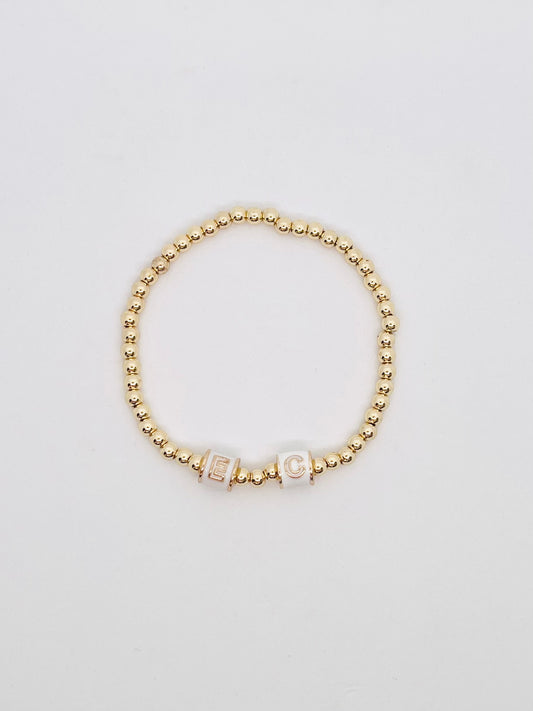 *Pre-Order* Gold Bead Column Initial Bracelet