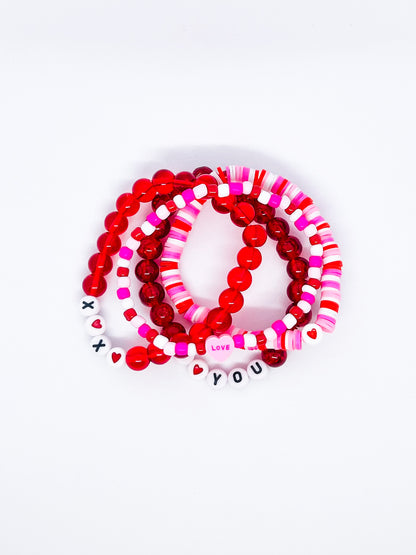 XOXO Red Beaded Bracelet