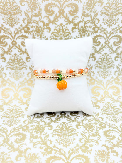 Pumpkin Bliss Gold Beaded Bracelet