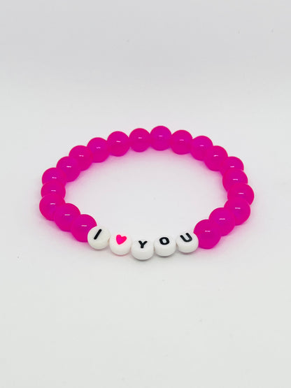 I Heart You Jelly Pink Bracelet