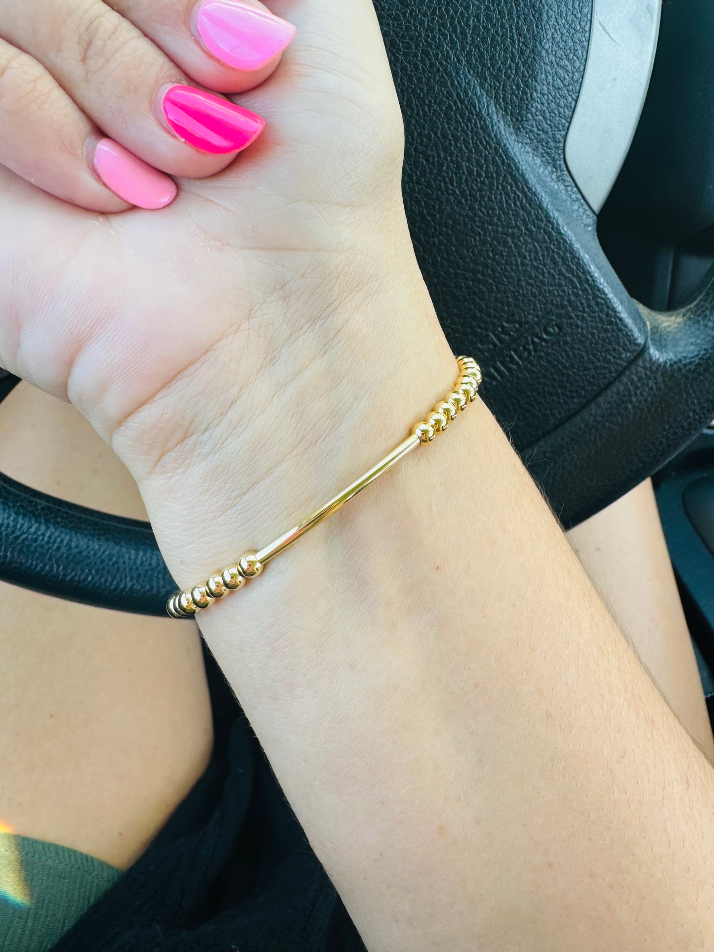 Gold Bar Beaded Bracelet