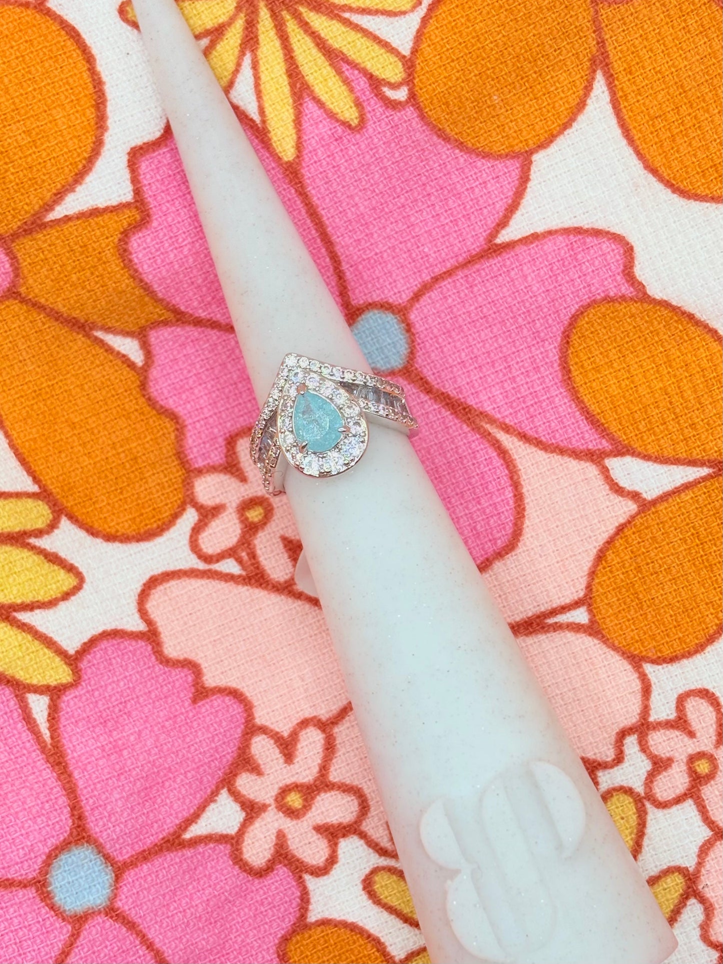 6 - Blue Ice Crystal + Rhodium - No bag