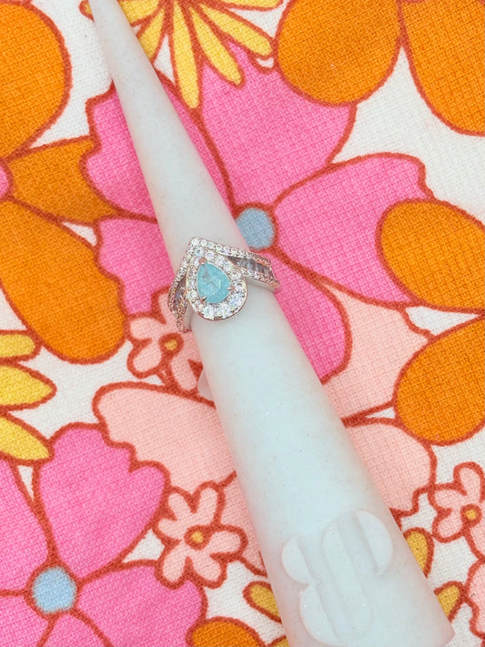 6 - Blue Ice Crystal + Rhodium - No bag