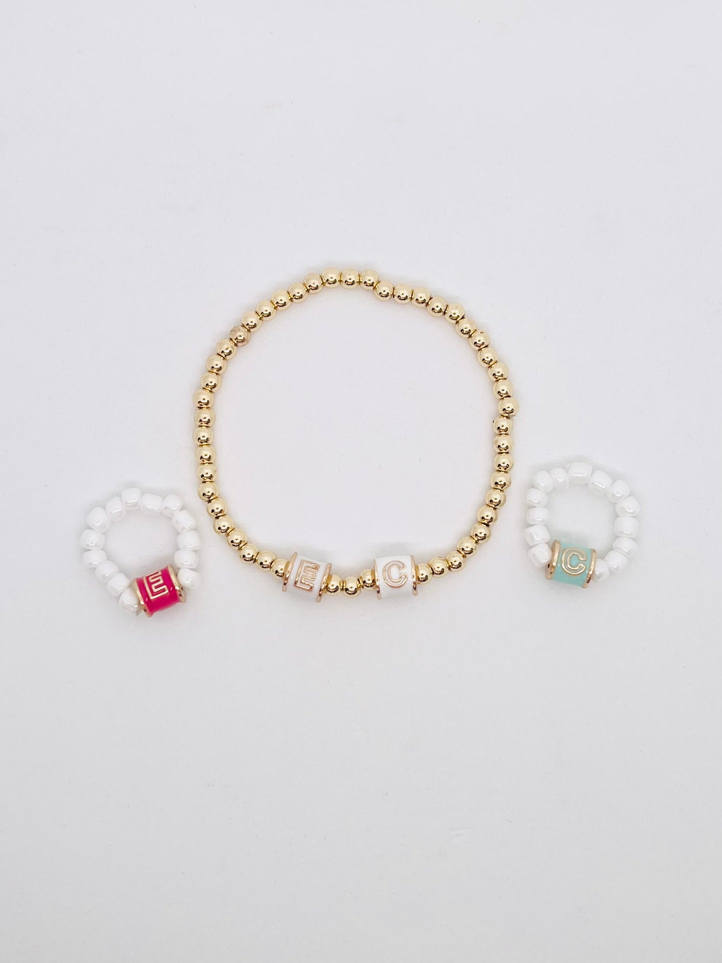 *Pre-Order* Gold Bead Column Initial Bracelet