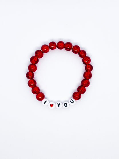 I Love You Red Beaded Bracelet