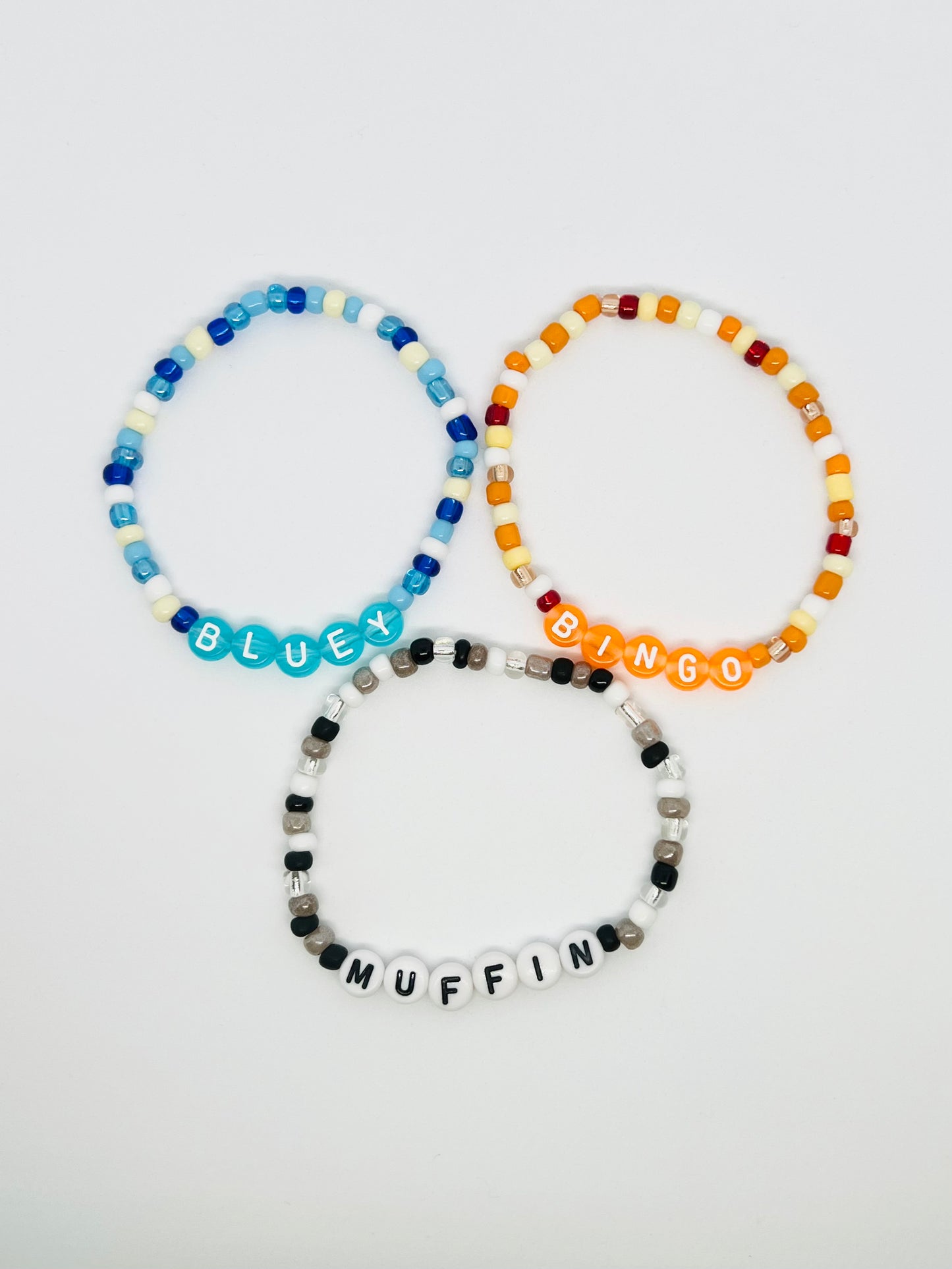 Bluey, Bingo, and Muffin Bracelet Set