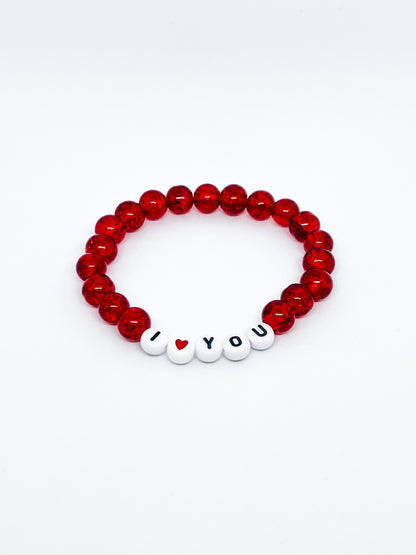 I Love You Red Beaded Bracelet