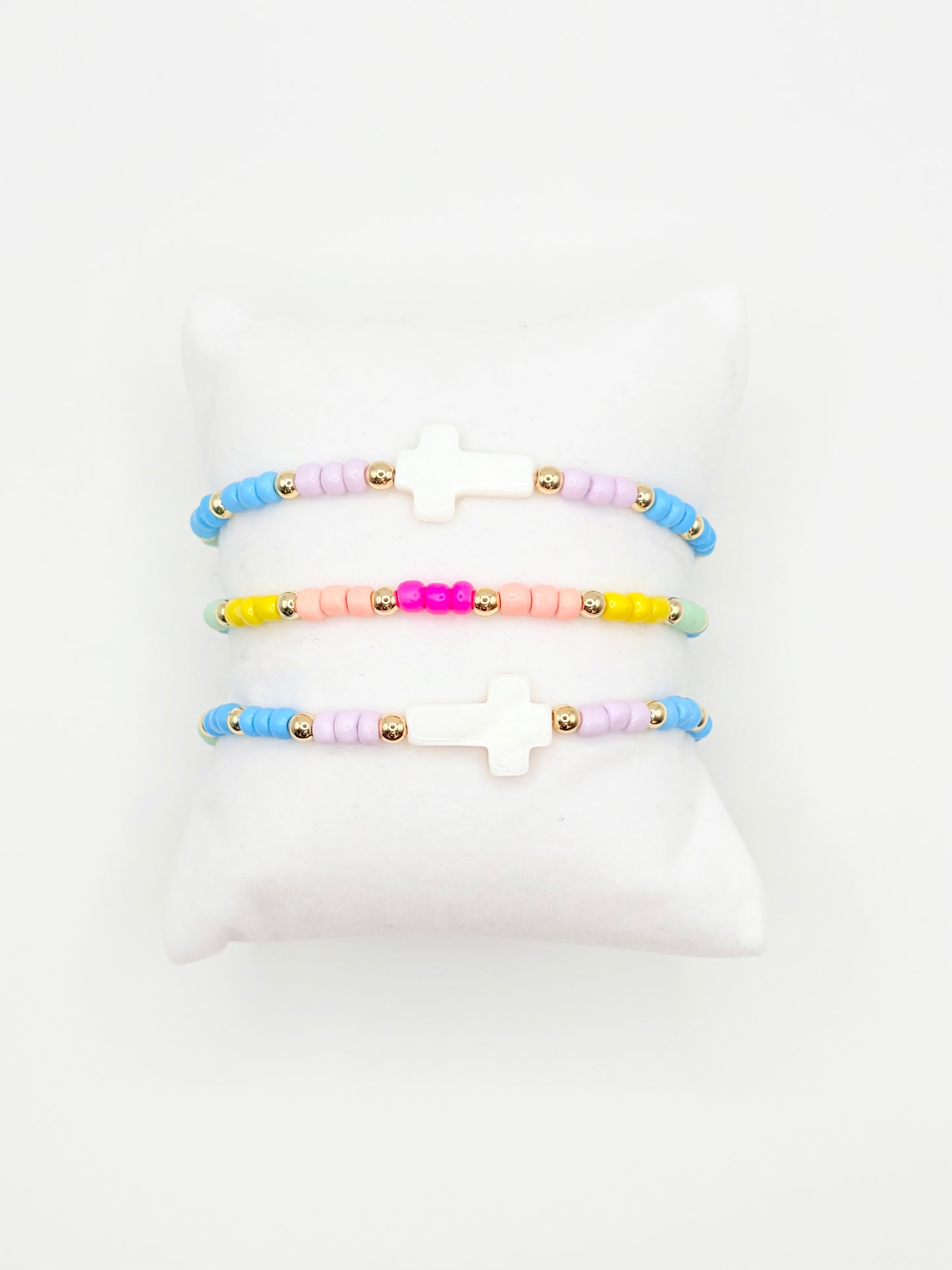 Colorful • Cross Bracelet with Gold Accents