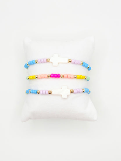 Colorful • Cross Bracelet with Gold Accents