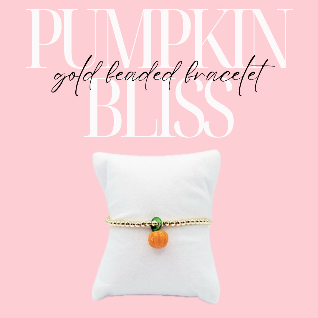 Pumpkin Bliss Gold Beaded Bracelet