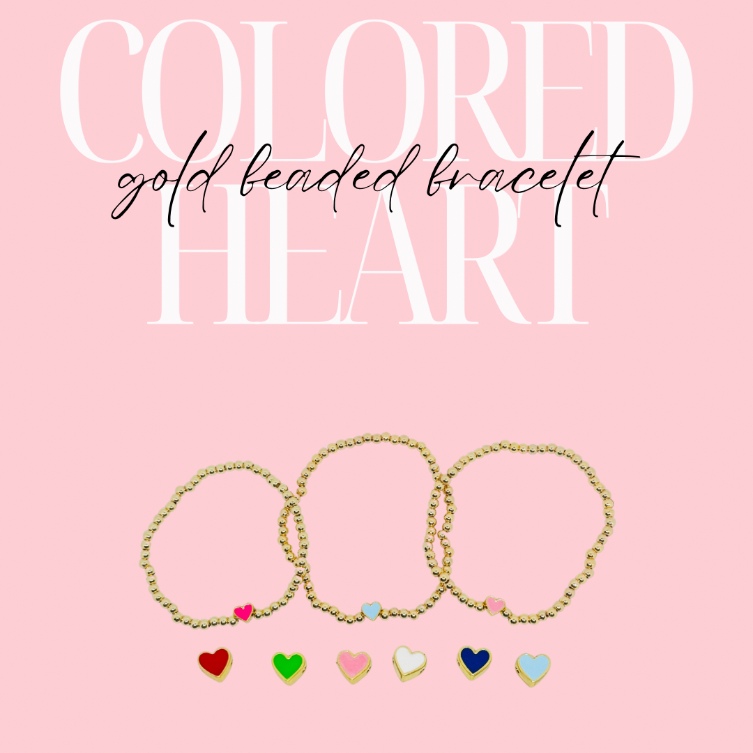 Colorful Heart Gold Beaded Bracelet