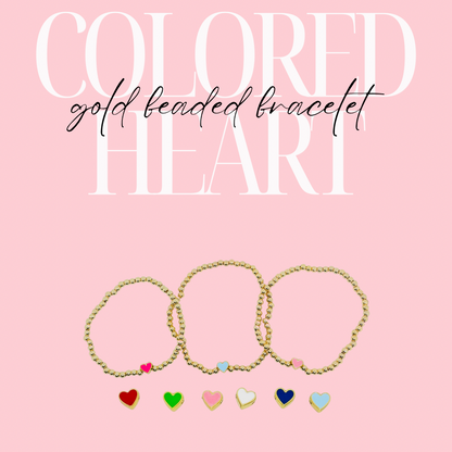 Colorful Heart Gold Beaded Bracelet