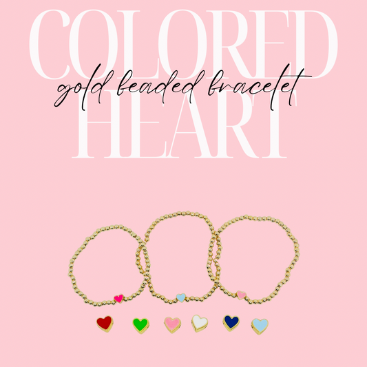 Colorful Heart Gold Beaded Bracelet