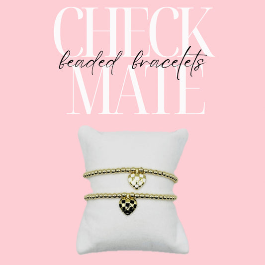 CheckMate Gold Beaded Bracelet