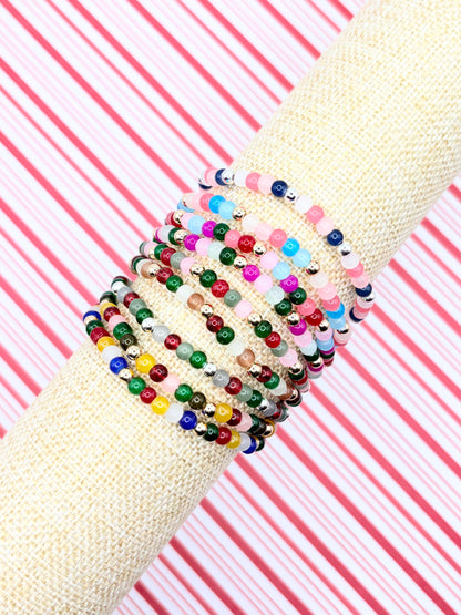 Confetti Style Glass + Gold - 4mm